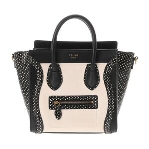 Celine Luggage Handbag White Black Python Leather